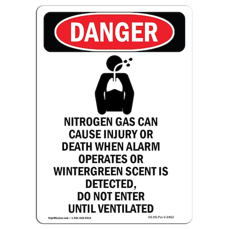 Signmission Safety Sign, OSHA Danger, 10" Height, Nitrogen Gas Can Cause, Portrait OS-DS-D-710-V-2462